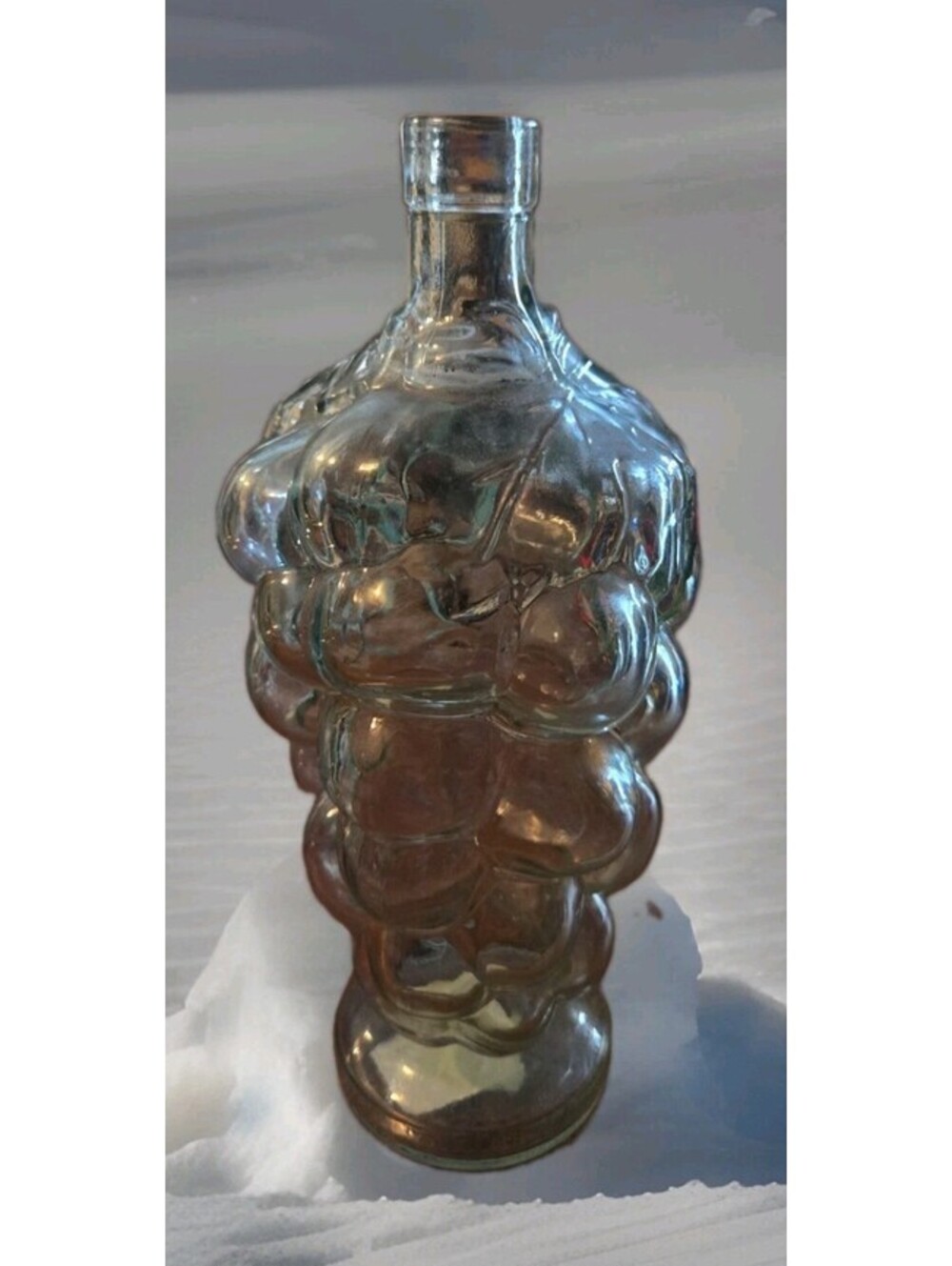 Collectible 10" Aqua Light Soft  Green Pressed Glass Grapes Shaped Bottle 10"X5"